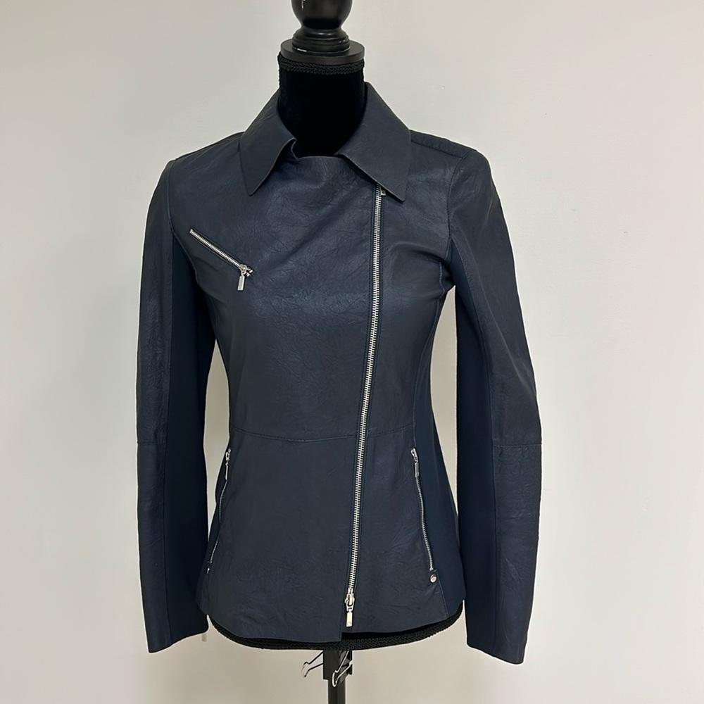 Lafayette 148 New York Black Leather Jacket, Size 0